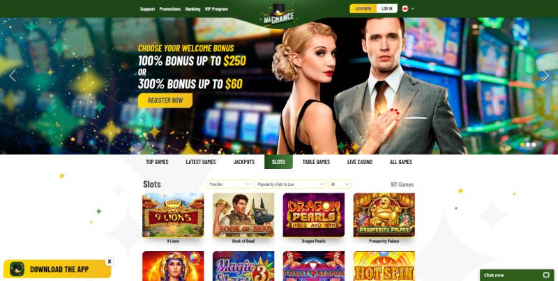 Strona internetowa MaChance Casino